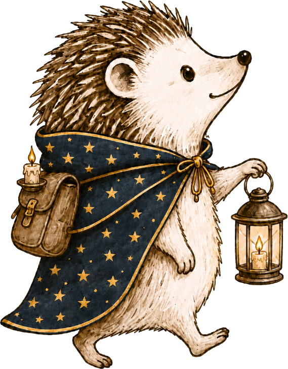 Hedgehog traveler illustration